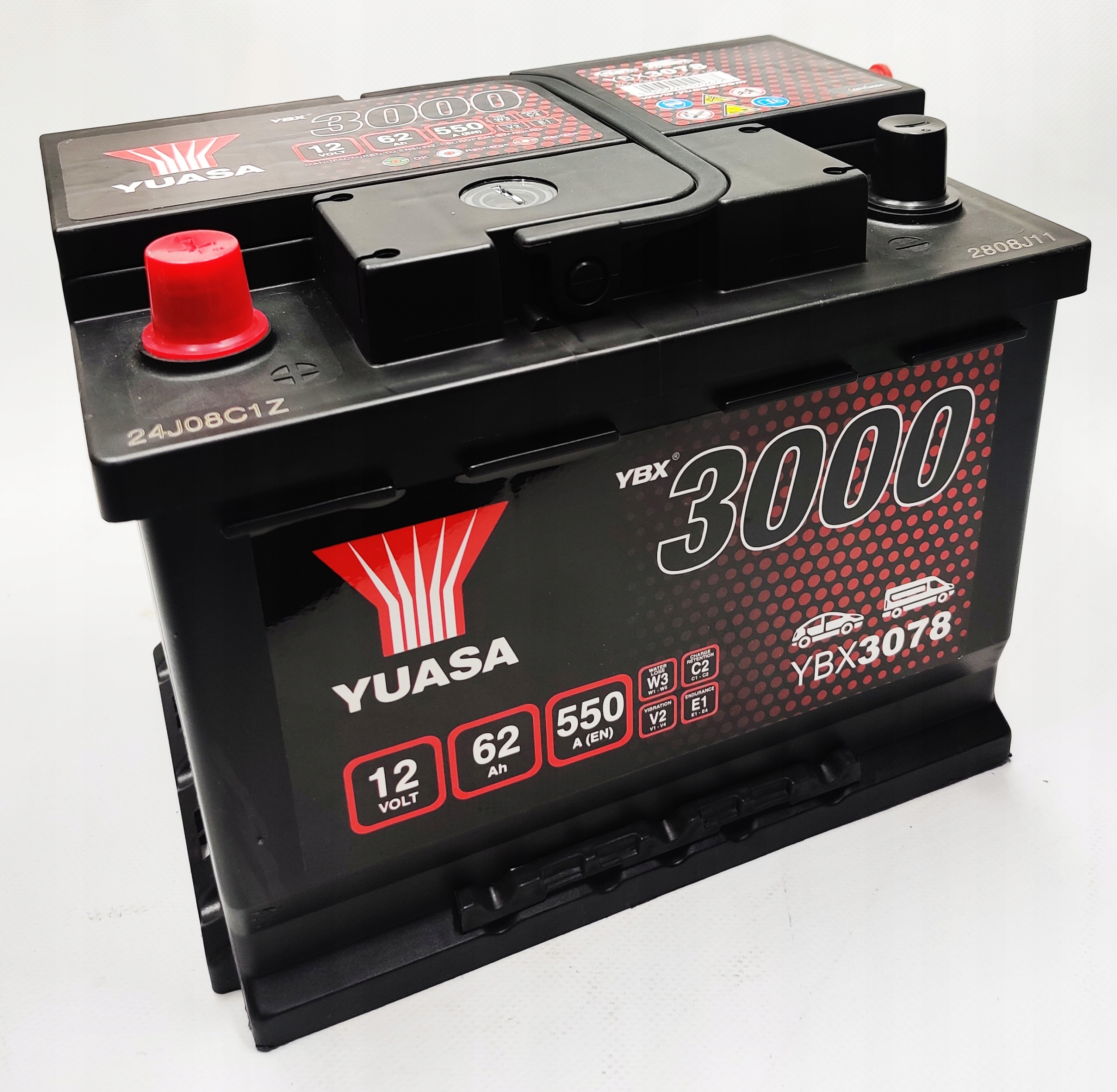 AKUMULATOR YUASA YBX 3078 12V 62AH 550A L+