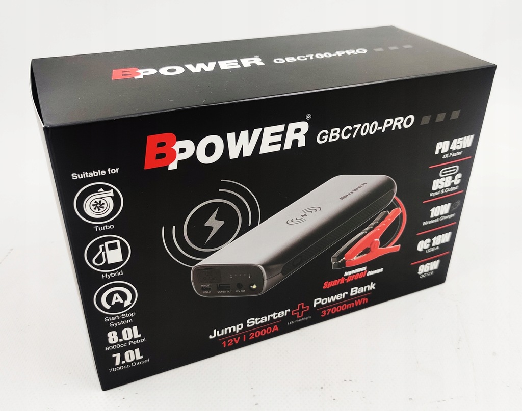 Urządzenie Rozruchowe Booster BPower GBC700-PRO 12V 2000A 