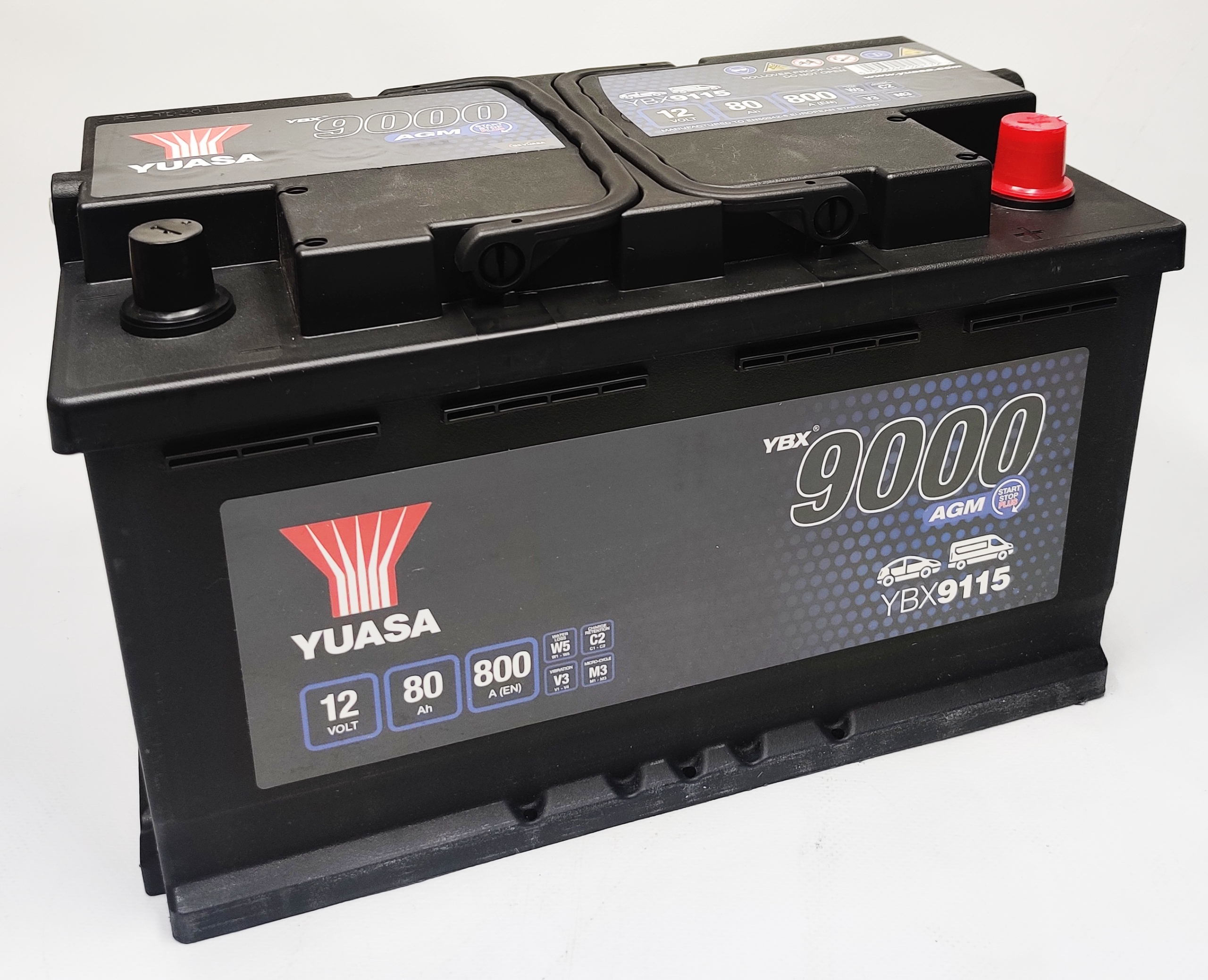 AKUMULATOR YUASA YBX 9115 AGM 12V 80AH 800A P+