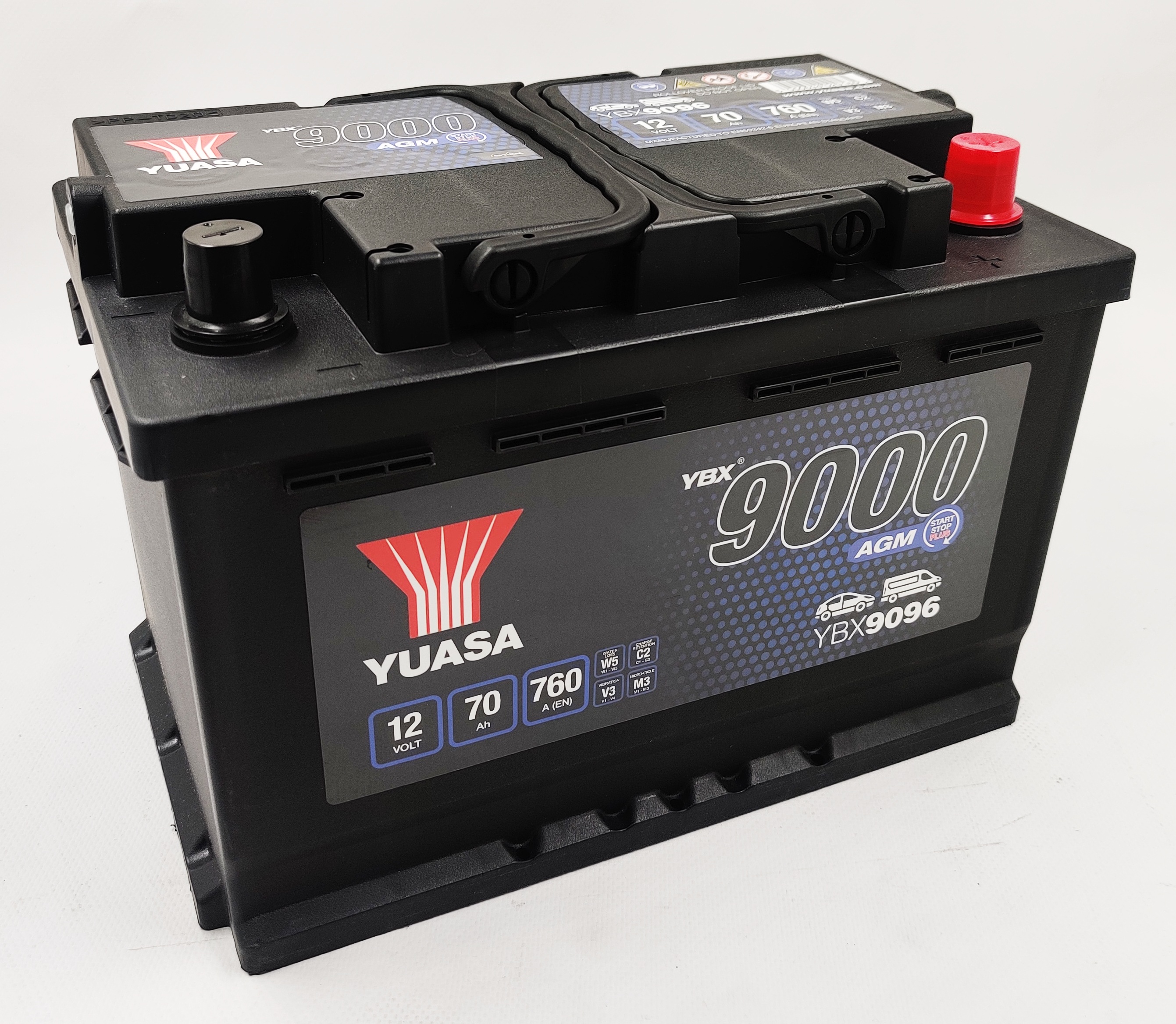 Akumulator Yuasa YBX 9096 AGM 12V 70AH 760A P+