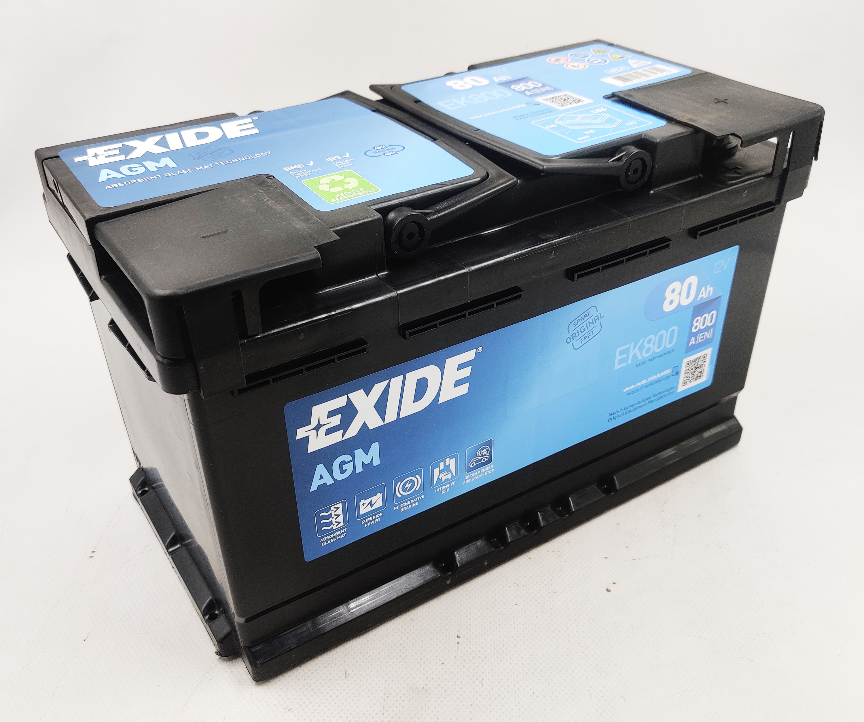 Akumulator EXIDE AGM EK800 12V 80AH 800A P+