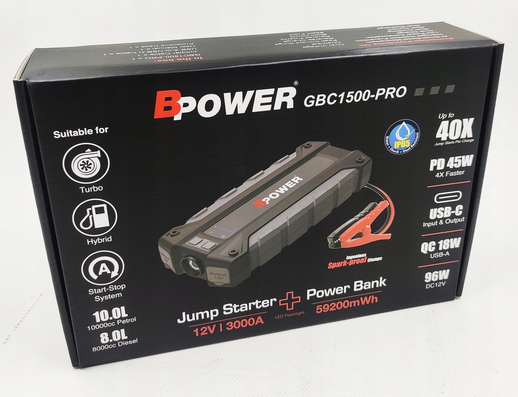 Urządzenie Rozruchowe Booster BPower GBC1500-PRO 12V 3000A